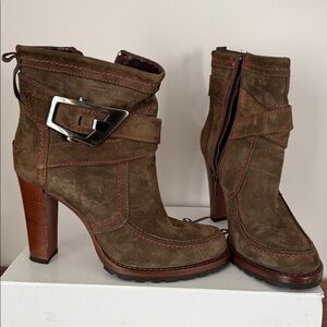 Manas Lea Foscati green brown suede Italian boots size 37